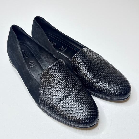 ECCO‎ Touch Ballerina 2.0 Women's EU 40 US 9 - 9.5 Black Leather Flats Slip On - Picture 1 of 10